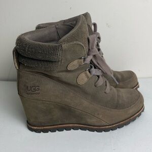 UGG Brown Ankle Boots with Wedge Heel